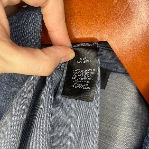 Lulus Courtesy Collar Blue Chambray Top - Picture 9 of 11